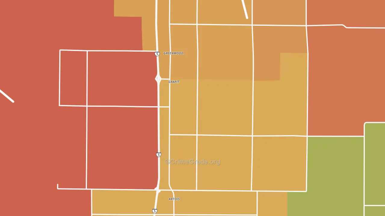 Artois, CA Map of Murder Rates