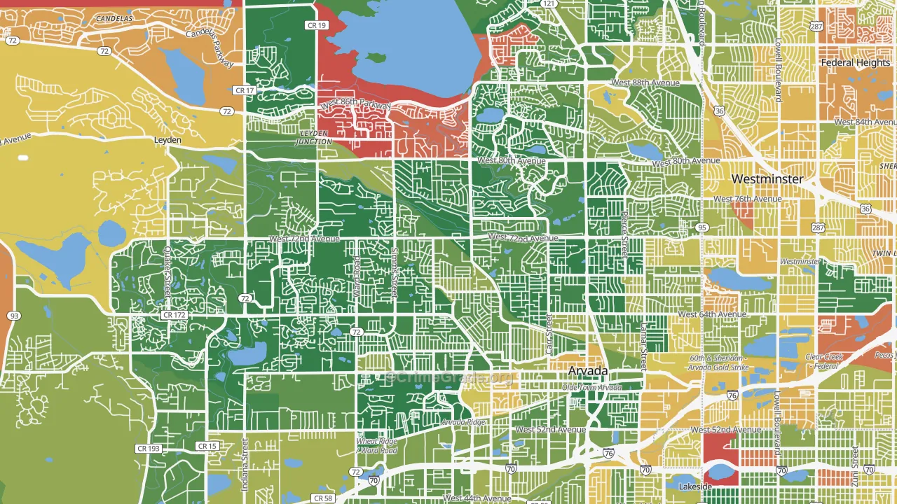 Arvada, CO Map of Murder Rates