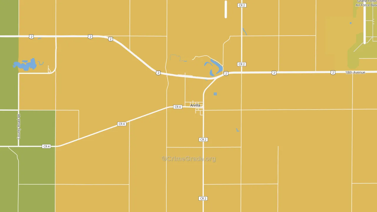 Arvilla, ND Map of Murder Rates