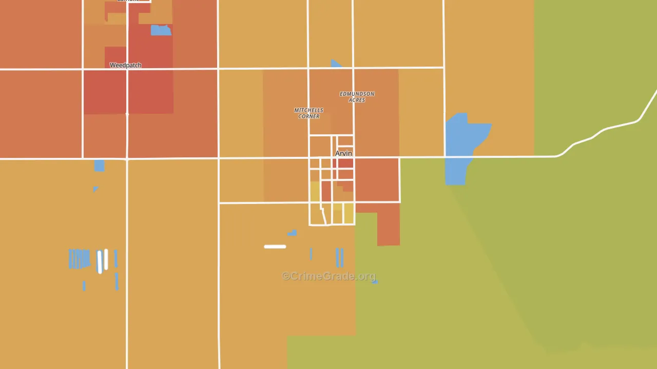 Arvin, CA Map of Murder Rates