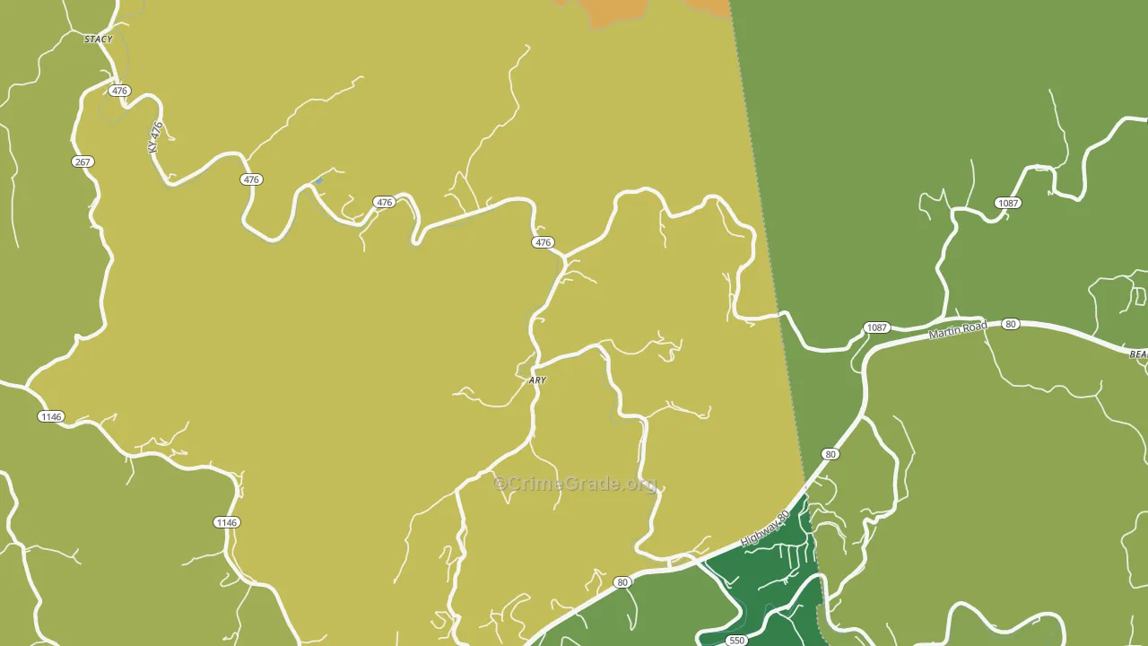 Ary, KY Map of Murder Rates