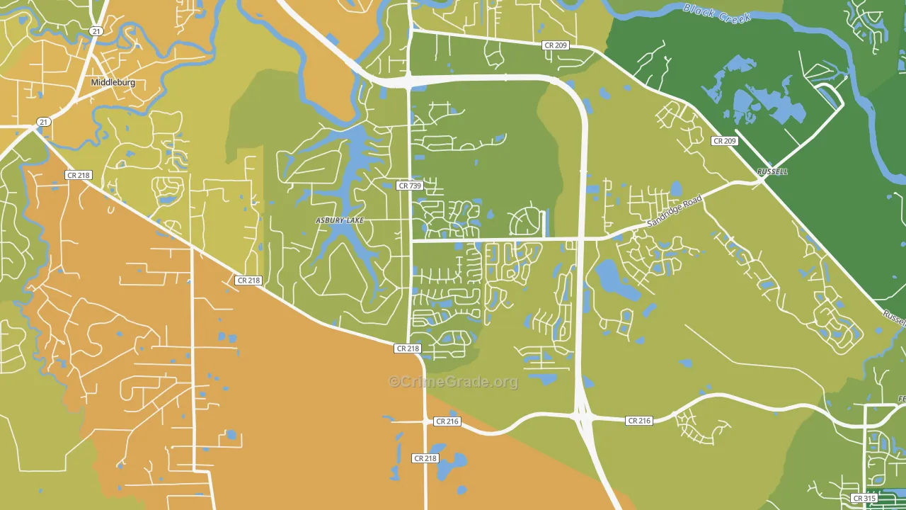 Asbury Lake, FL Map of Murder Rates