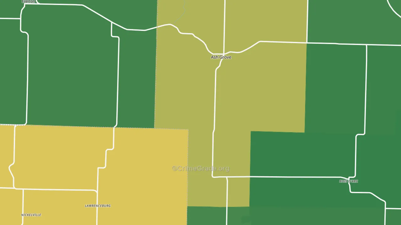 Ash Grove, MO Map of Murder Rates