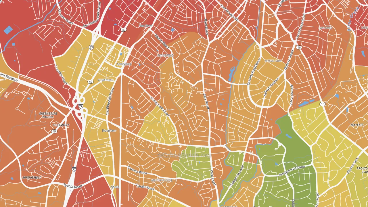 Ashbrook-Clawson Village, Charlotte, NC Map of Murder Rates