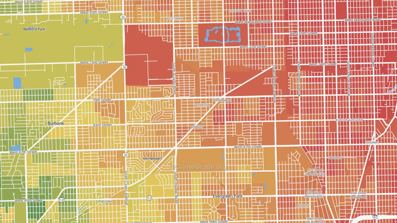 Ashburn, Chicago, IL Map of Murder Rates