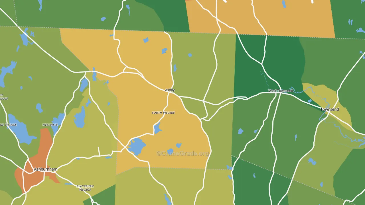 Ashby, MA Map of Murder Rates