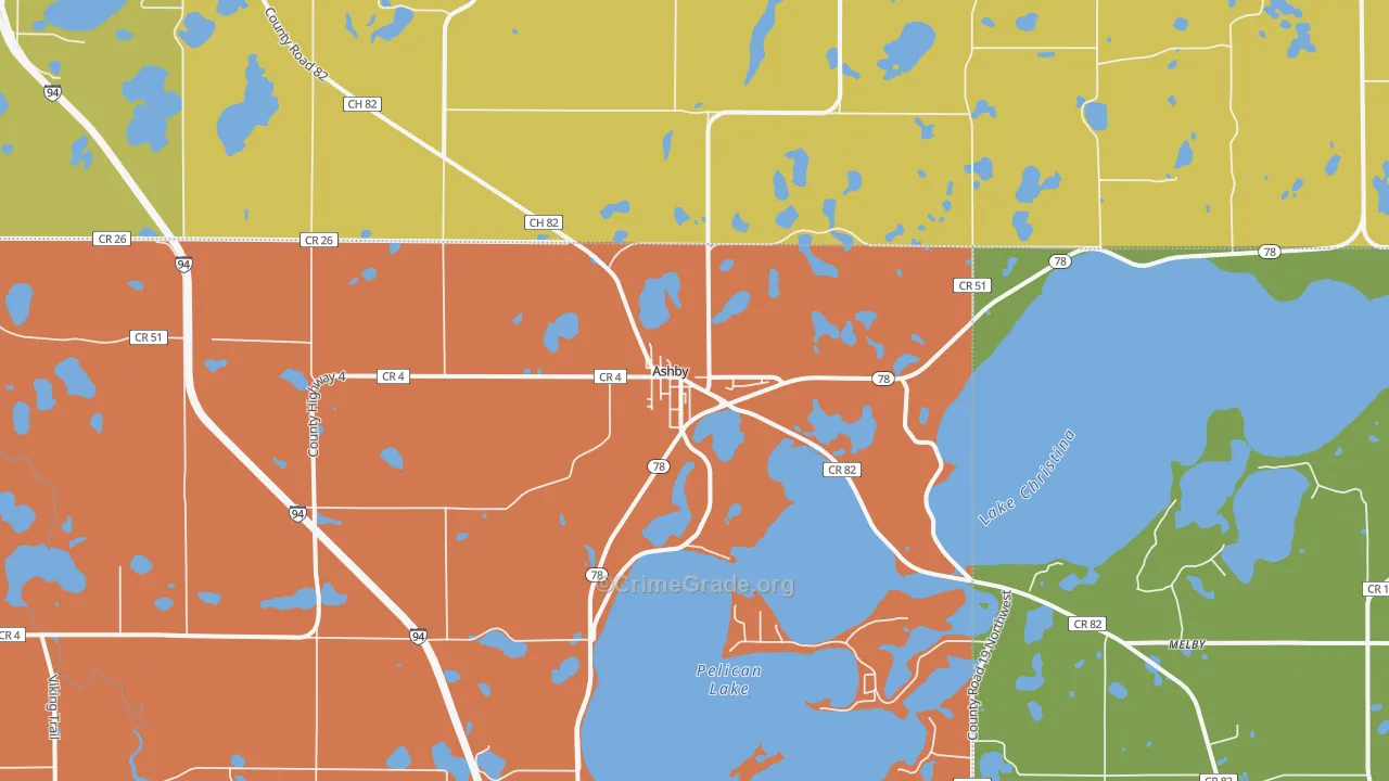Ashby, MN Map of Murder Rates
