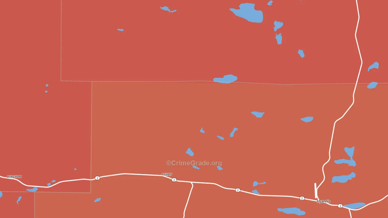Ashby, NE Map of Murder Rates