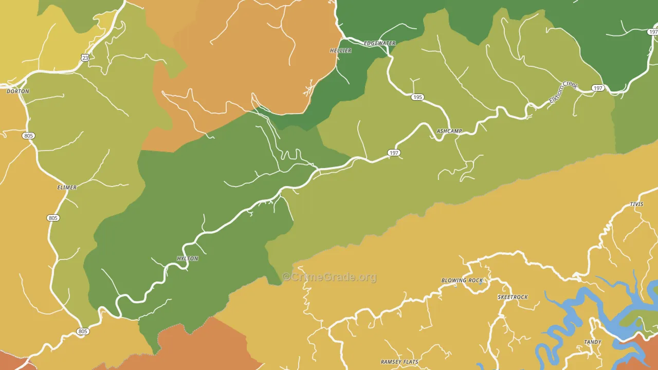 Ashcamp, KY Map of Murder Rates