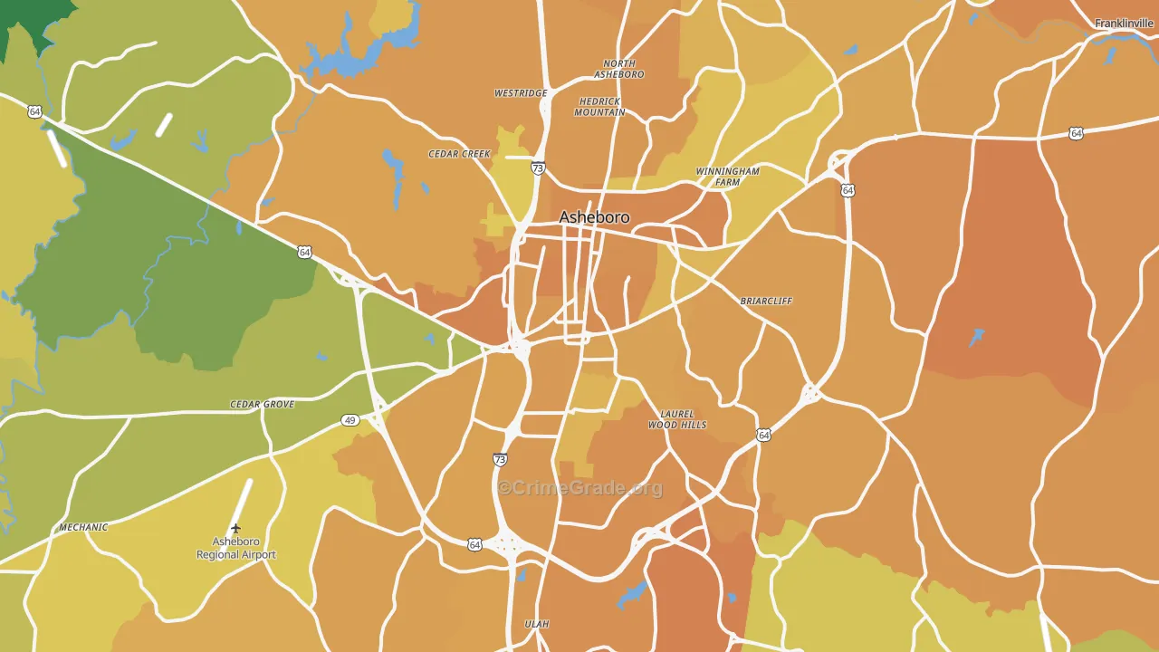 Asheboro, NC Map of Murder Rates
