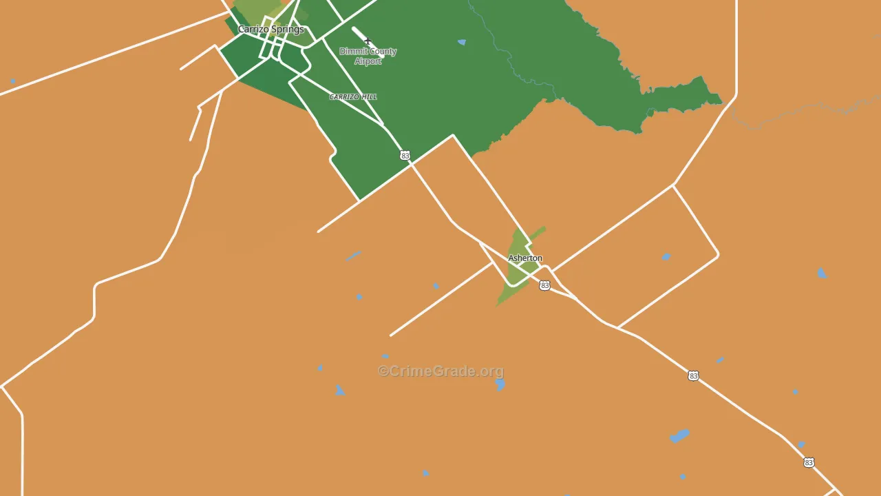 Asherton, TX Map of Murder Rates