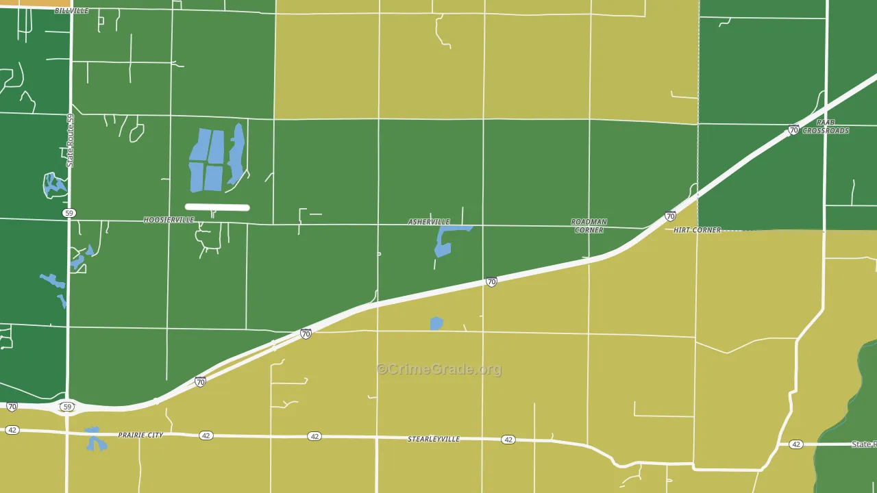 Asherville, IN Map of Murder Rates