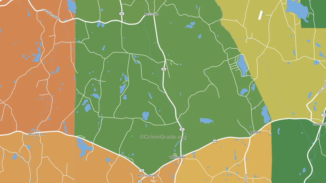 Ashford, CT Map of Murder Rates