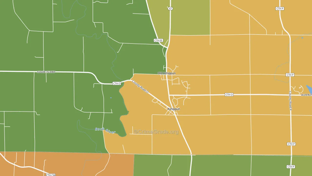 Ashippun, WI Map of Murder Rates