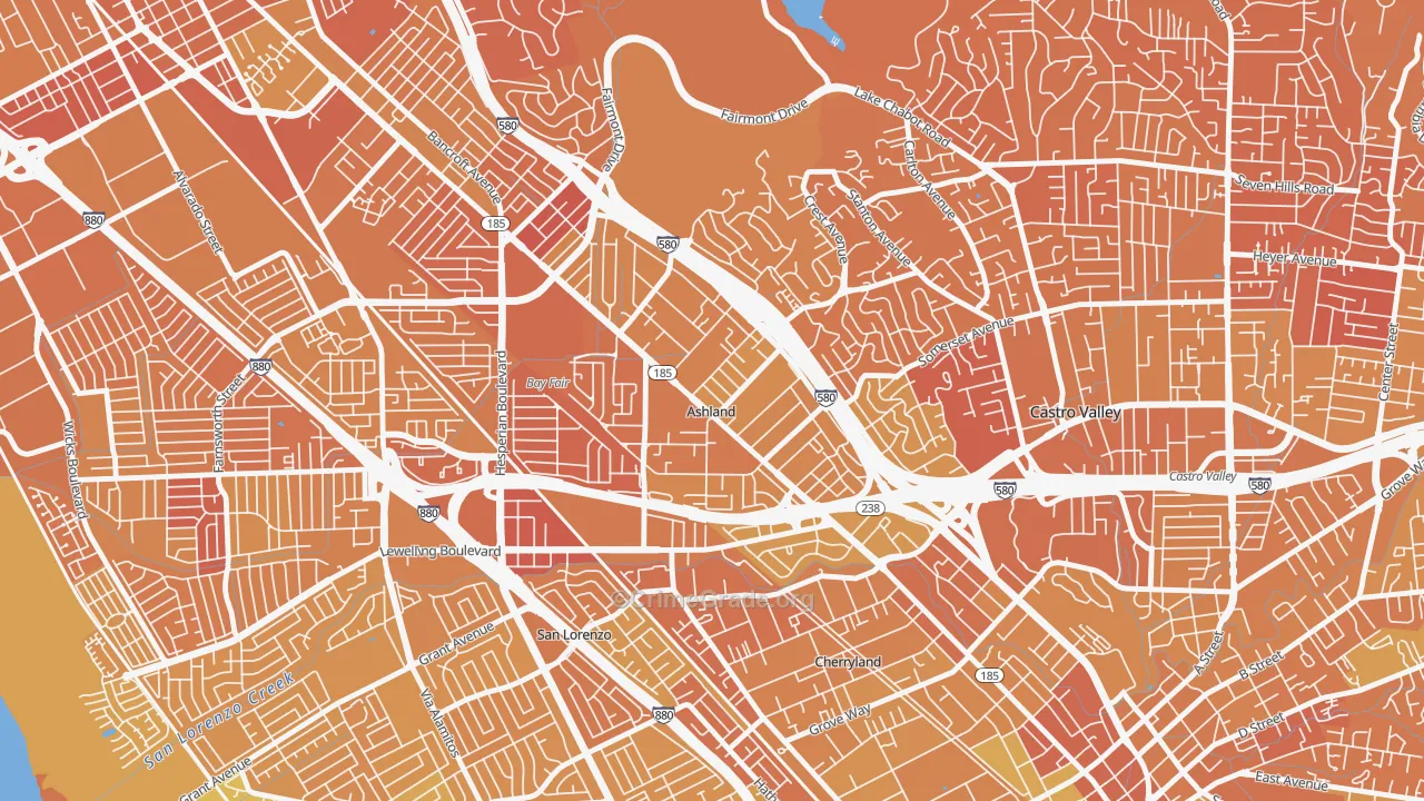 Ashland, CA Map of Murder Rates