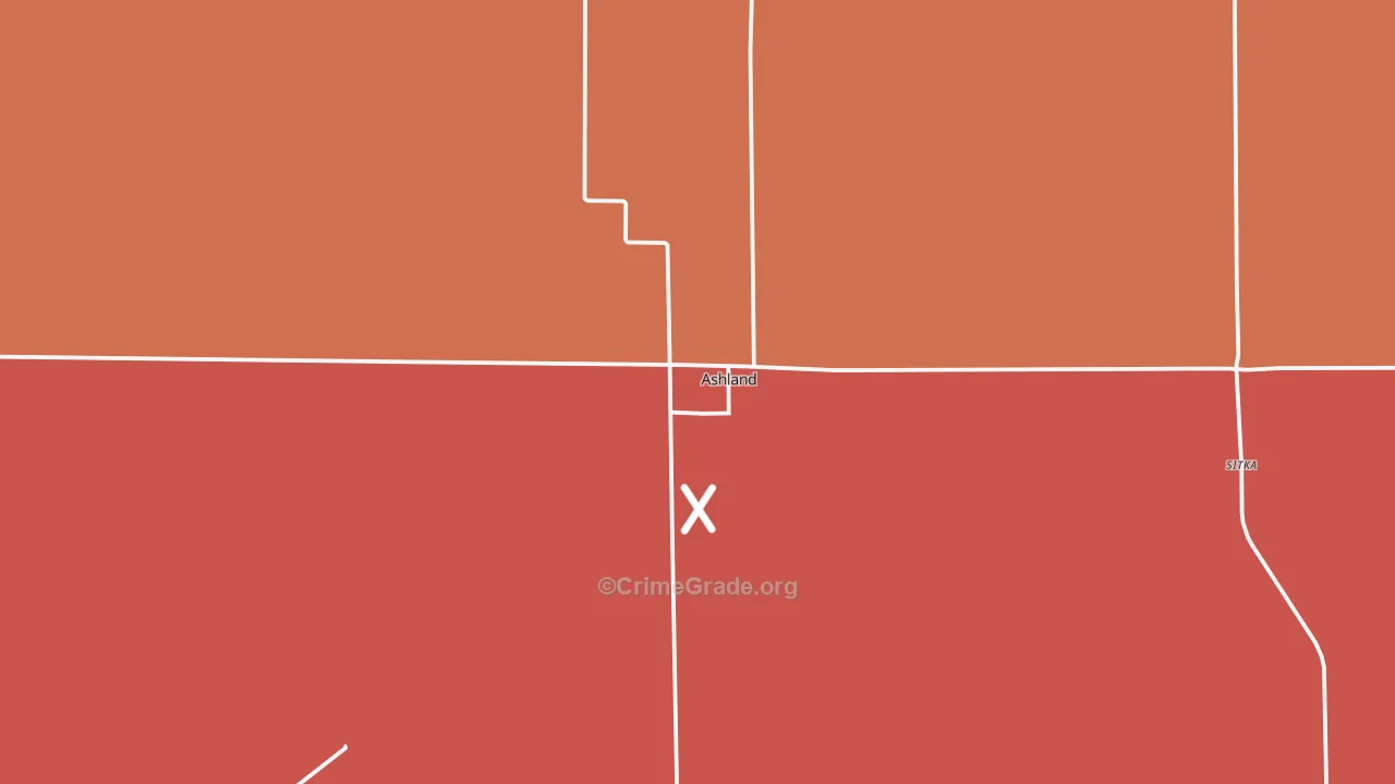 Ashland, KS Map of Murder Rates