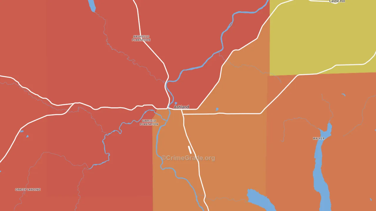 Ashland, ME Map of Murder Rates