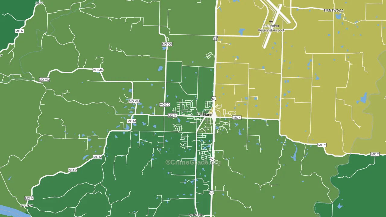 Ashland, MO Map of Murder Rates