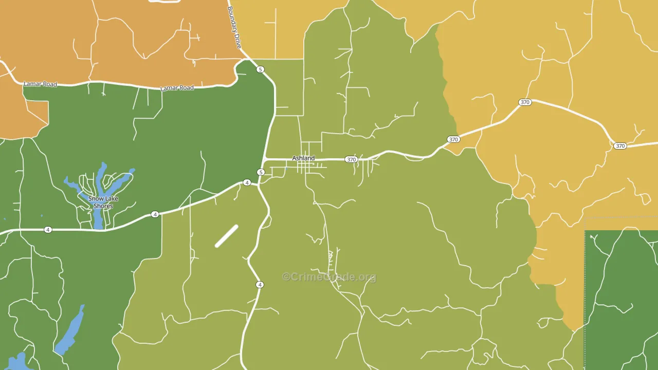 Ashland, MS Map of Murder Rates