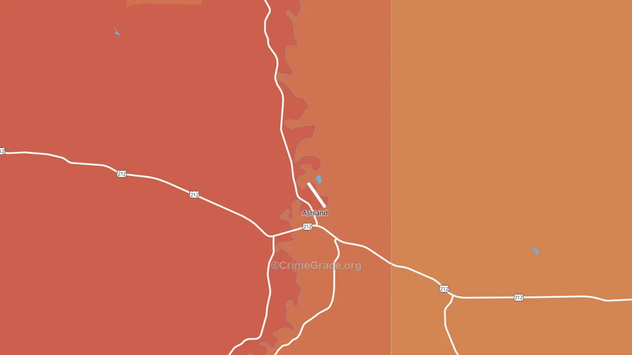 Ashland, MT Map of Murder Rates