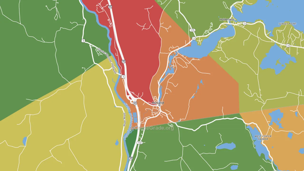 Ashland, NH Map of Murder Rates