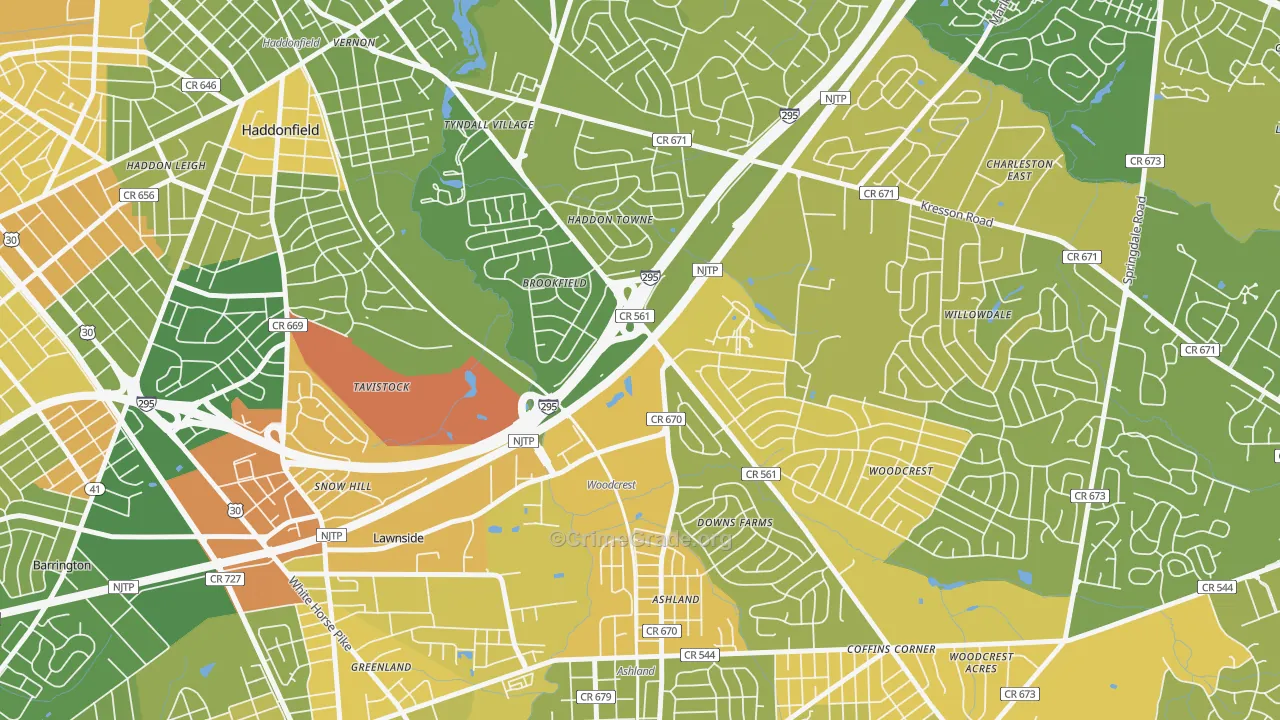 Ashland, NJ Map of Murder Rates