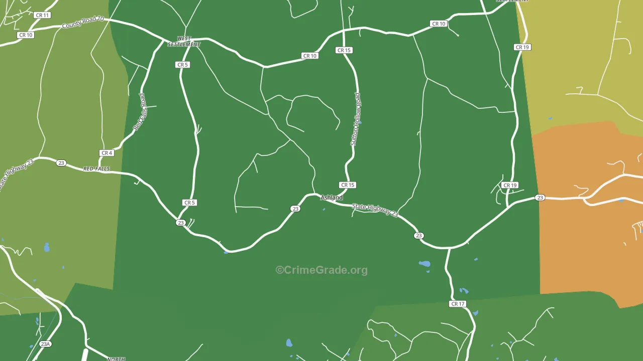 Ashland, NY Map of Murder Rates