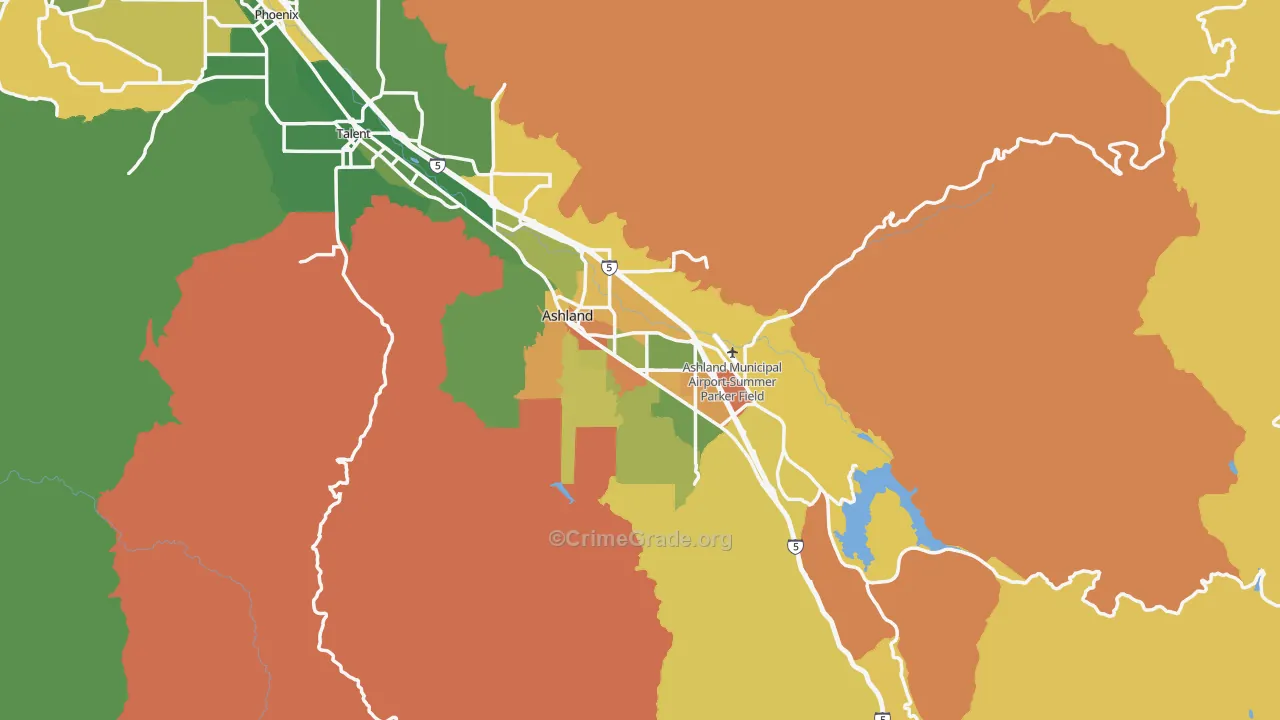 Ashland, OR Map of Murder Rates