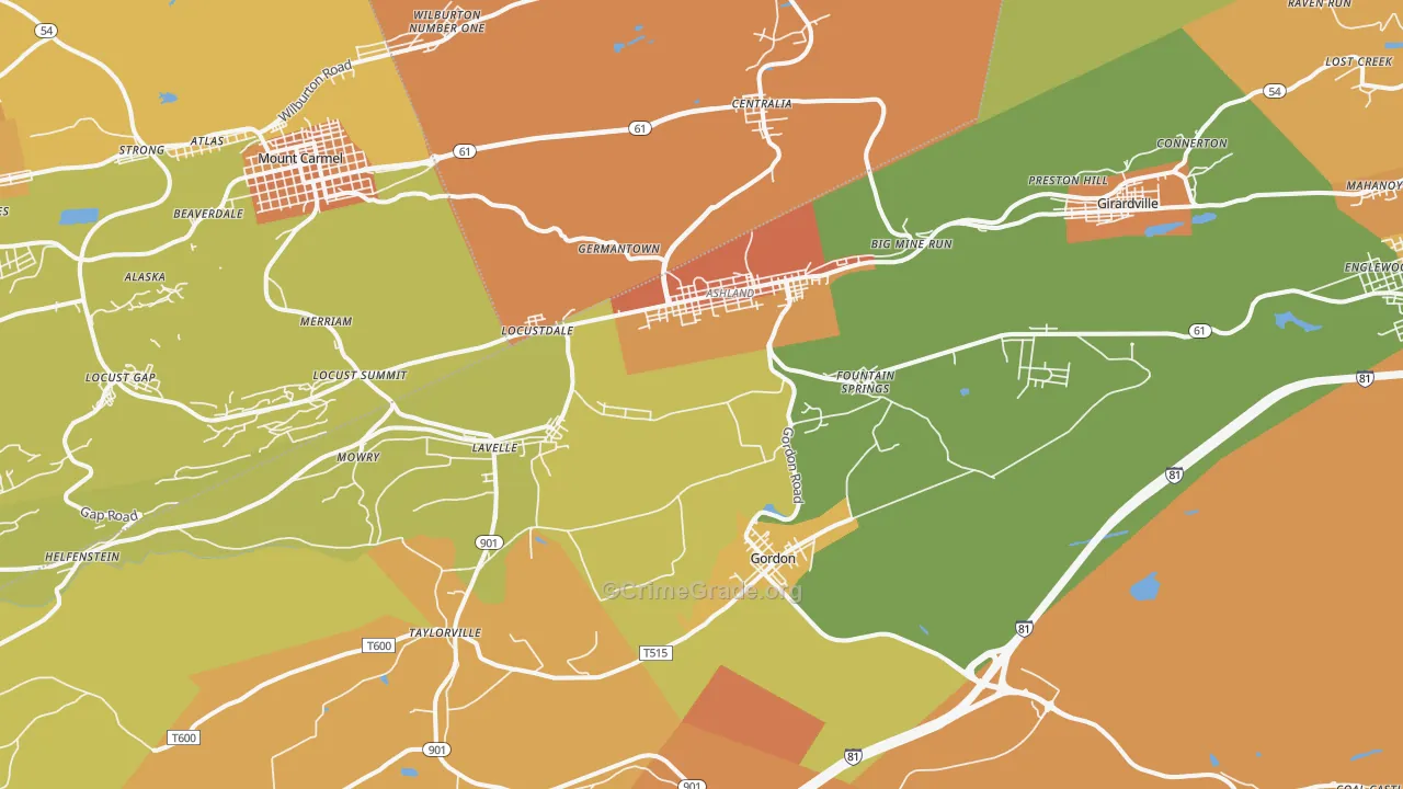 Ashland, PA Map of Murder Rates