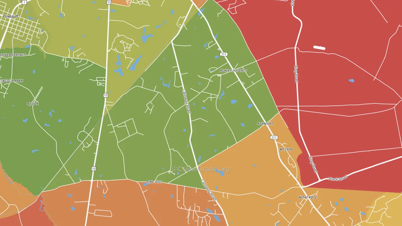 Ashley Heights, NC Map of Murder Rates