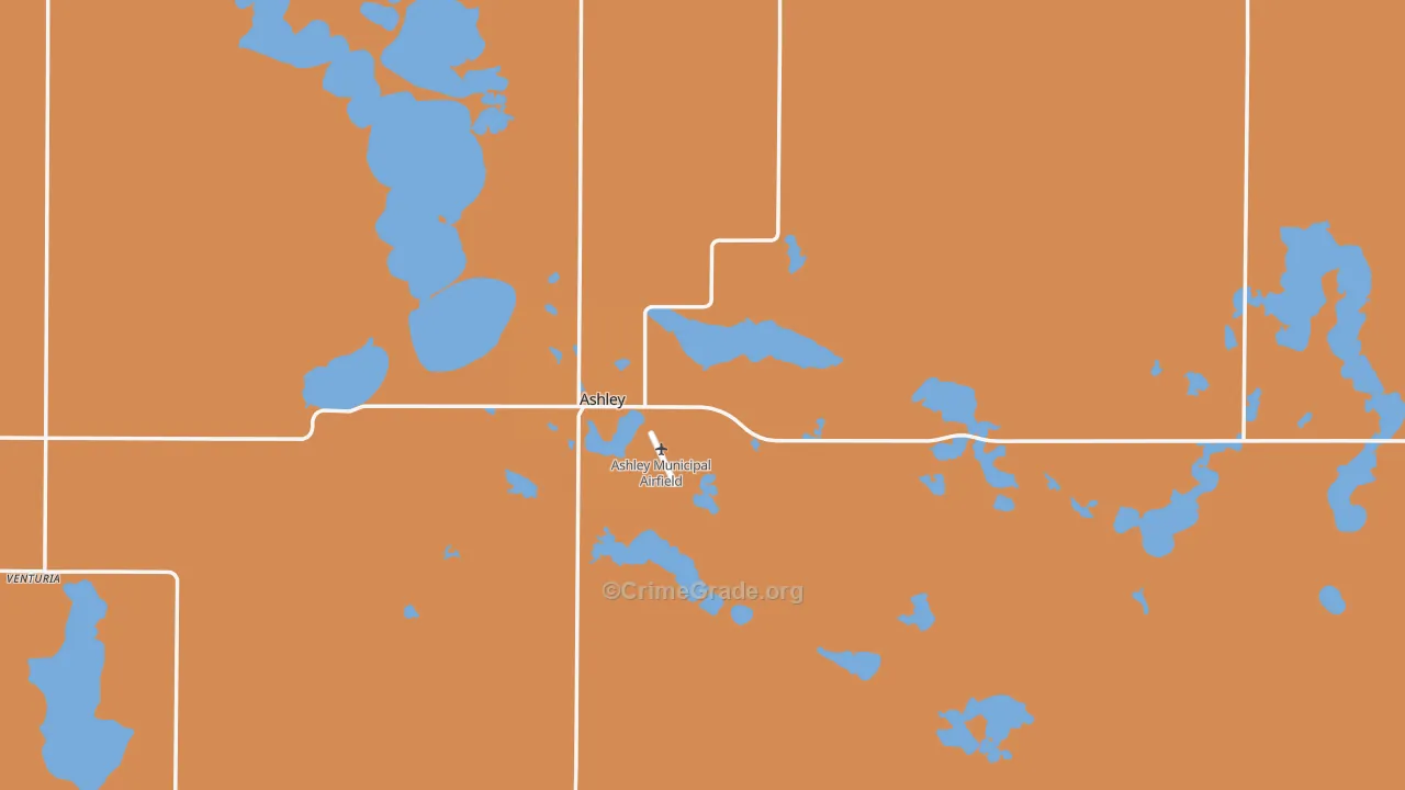 Ashley, ND Map of Murder Rates