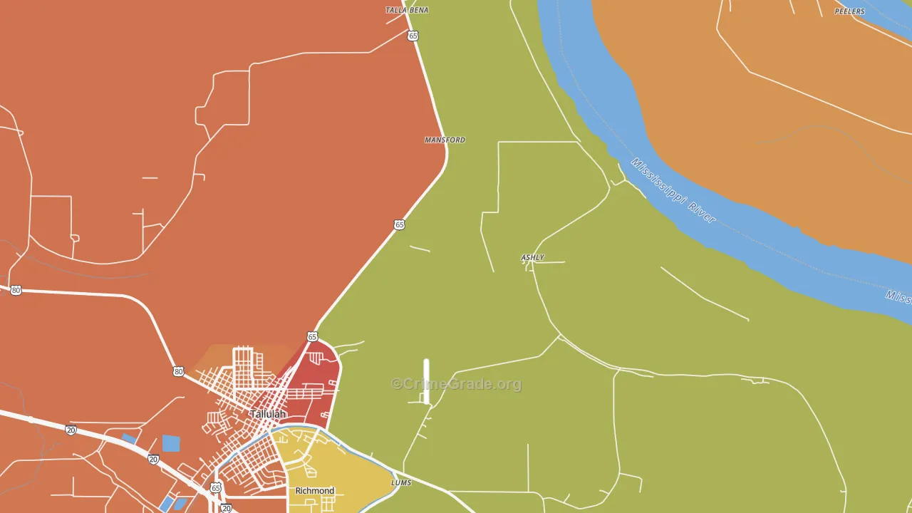 Ashly, LA Map of Murder Rates