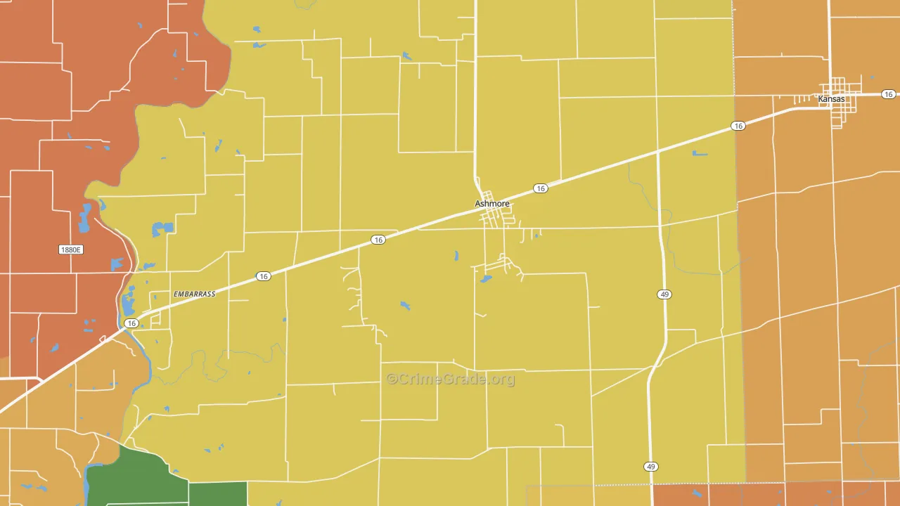Ashmore, IL Map of Murder Rates