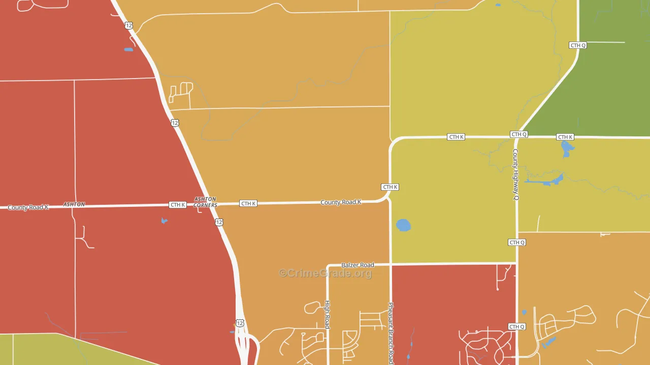 Ashton Corners, WI Map of Murder Rates