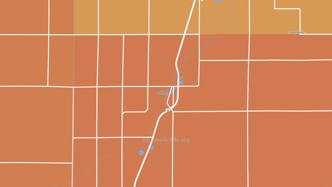 Ashton, IA Map of Murder Rates