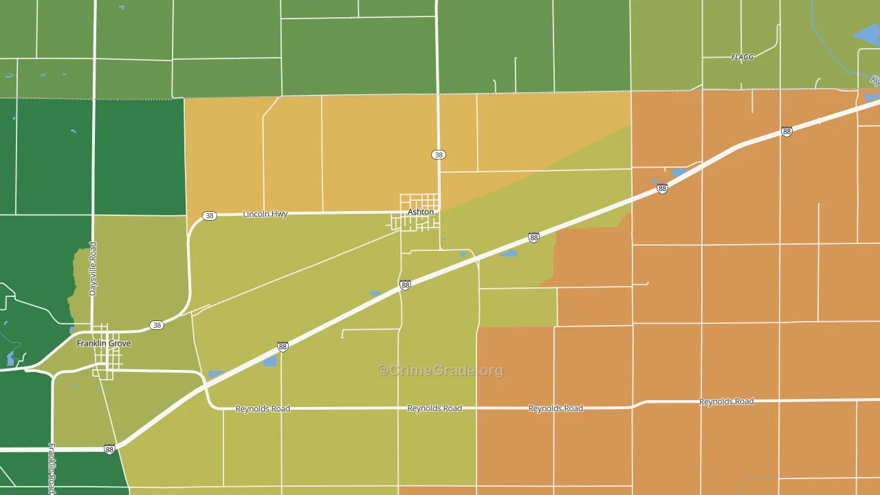 Ashton, IL Map of Murder Rates