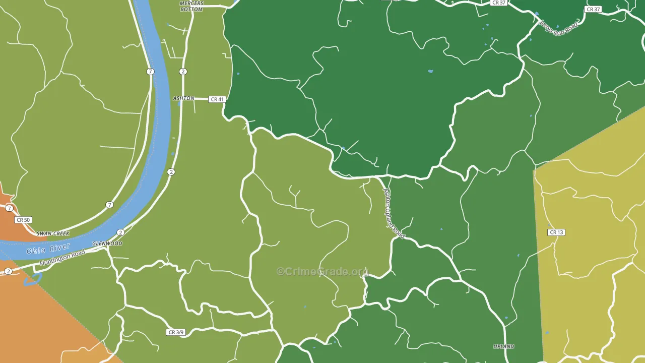 Ashton, WV Map of Murder Rates