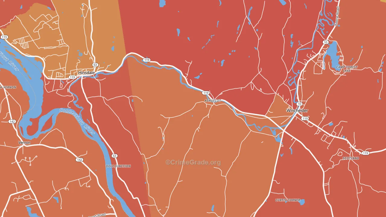 Ashuelot, NH Map of Murder Rates