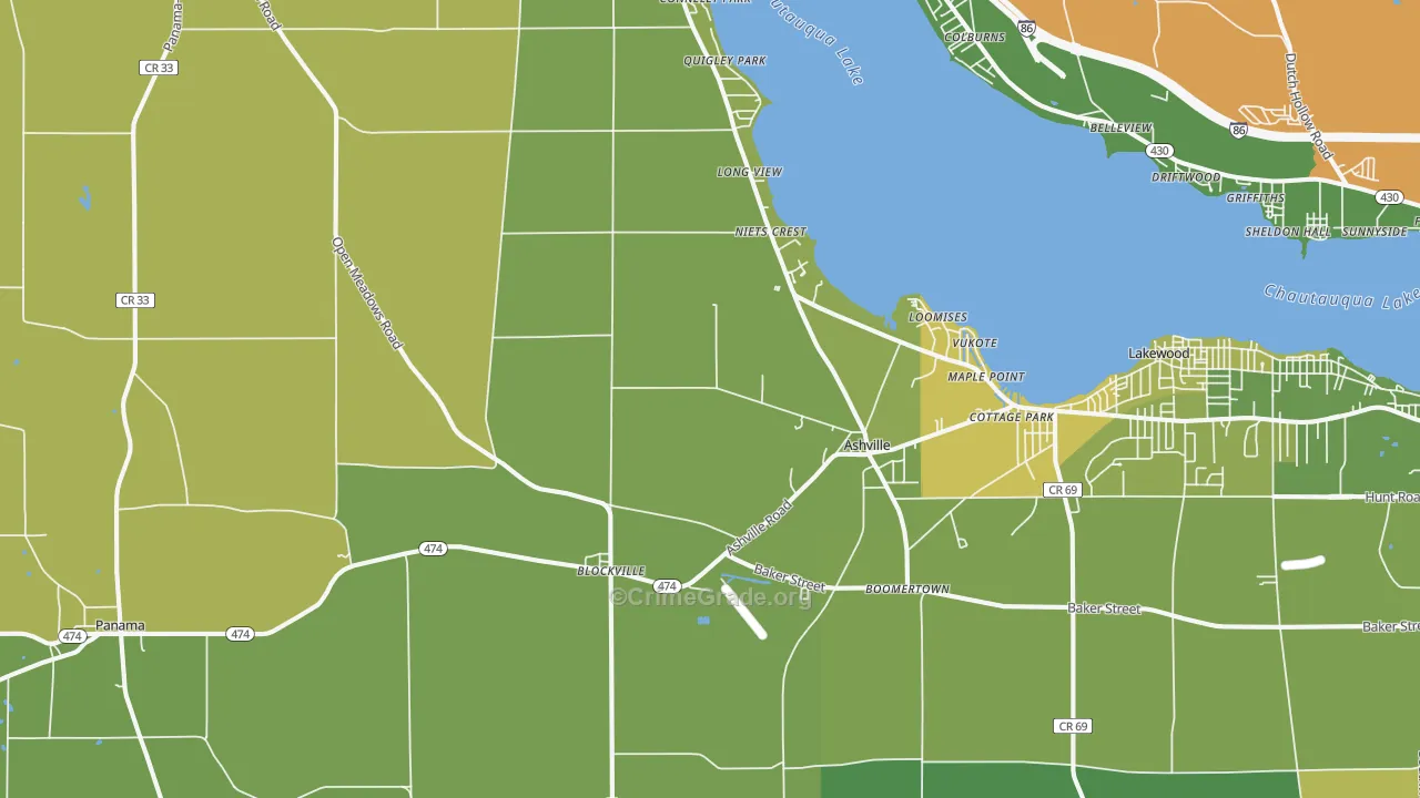 Ashville, NY Map of Murder Rates