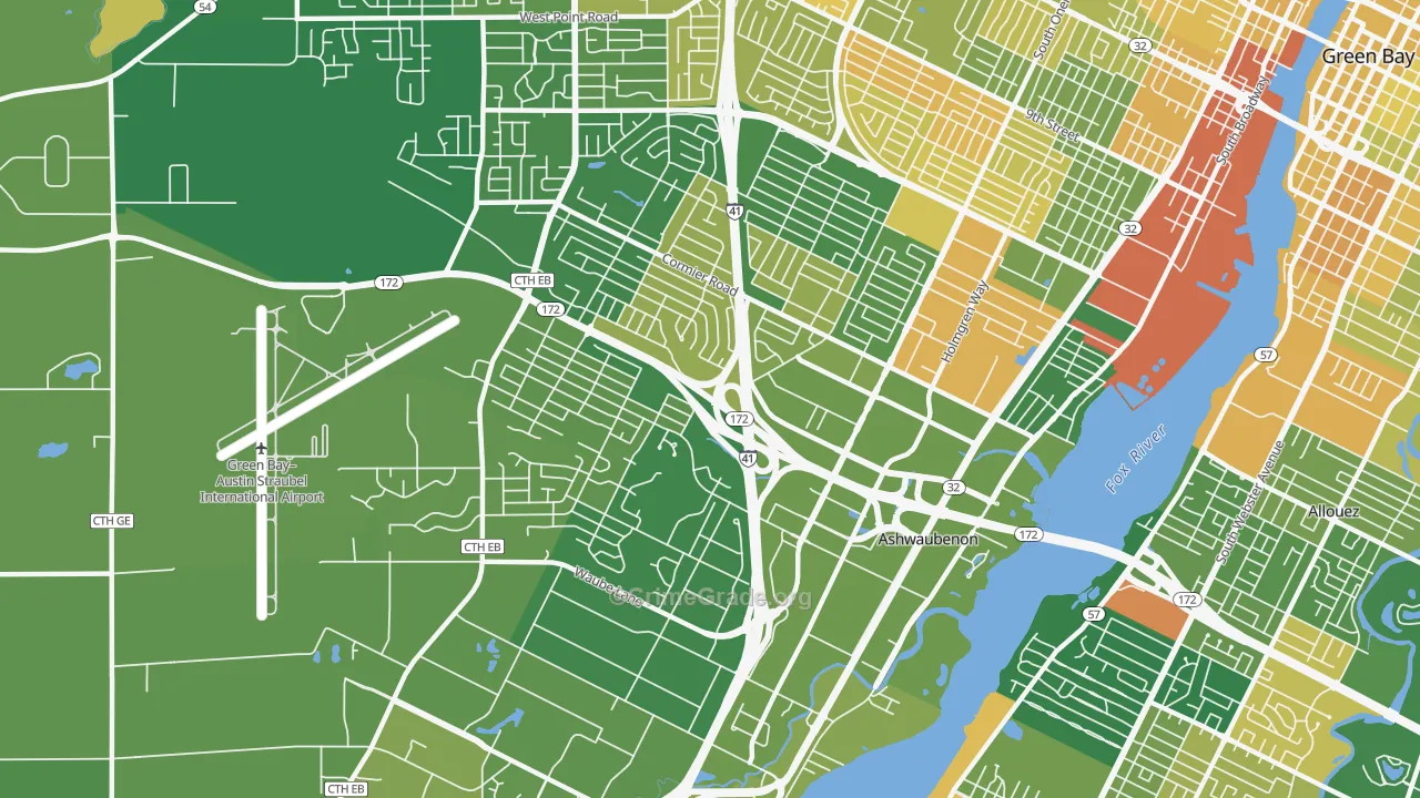 Ashwaubenon, WI Map of Murder Rates