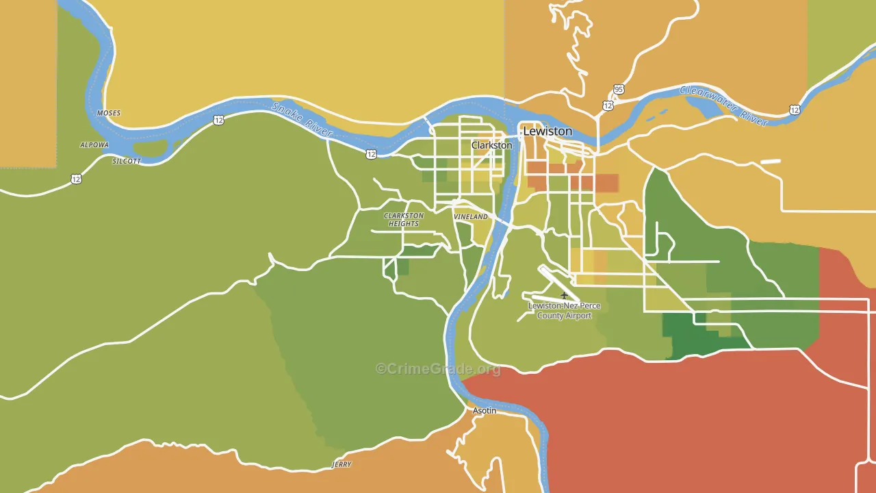 Asotin County, WA Map of Murder Rates