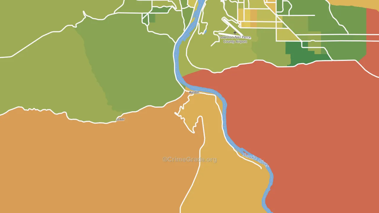 Asotin, WA Map of Murder Rates