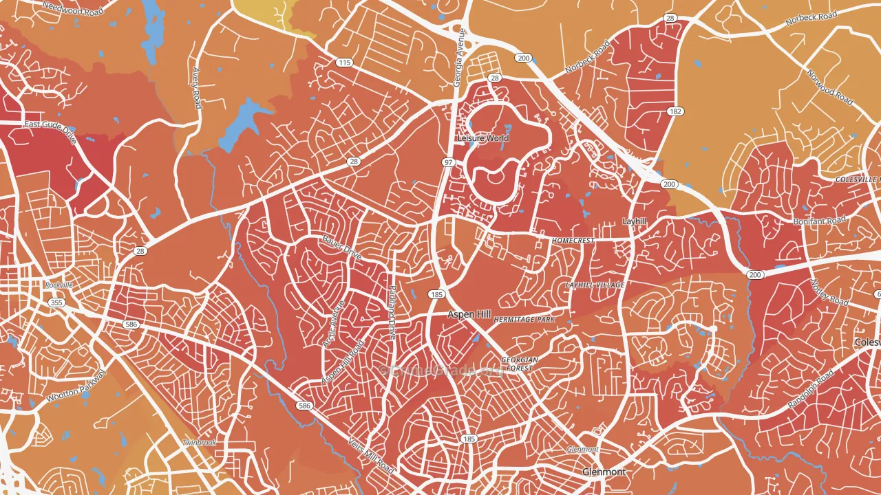 Aspen Hill, MD Map of Murder Rates