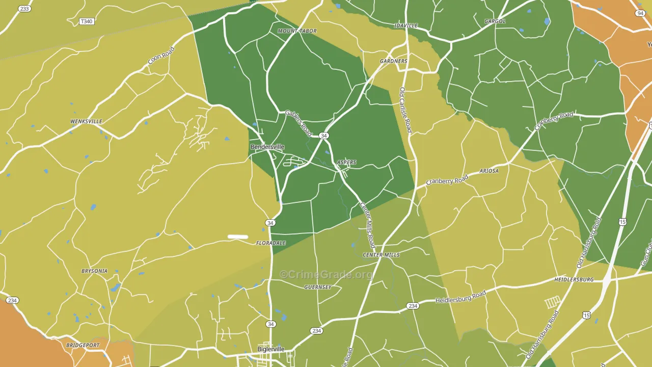 Aspers, PA Map of Murder Rates