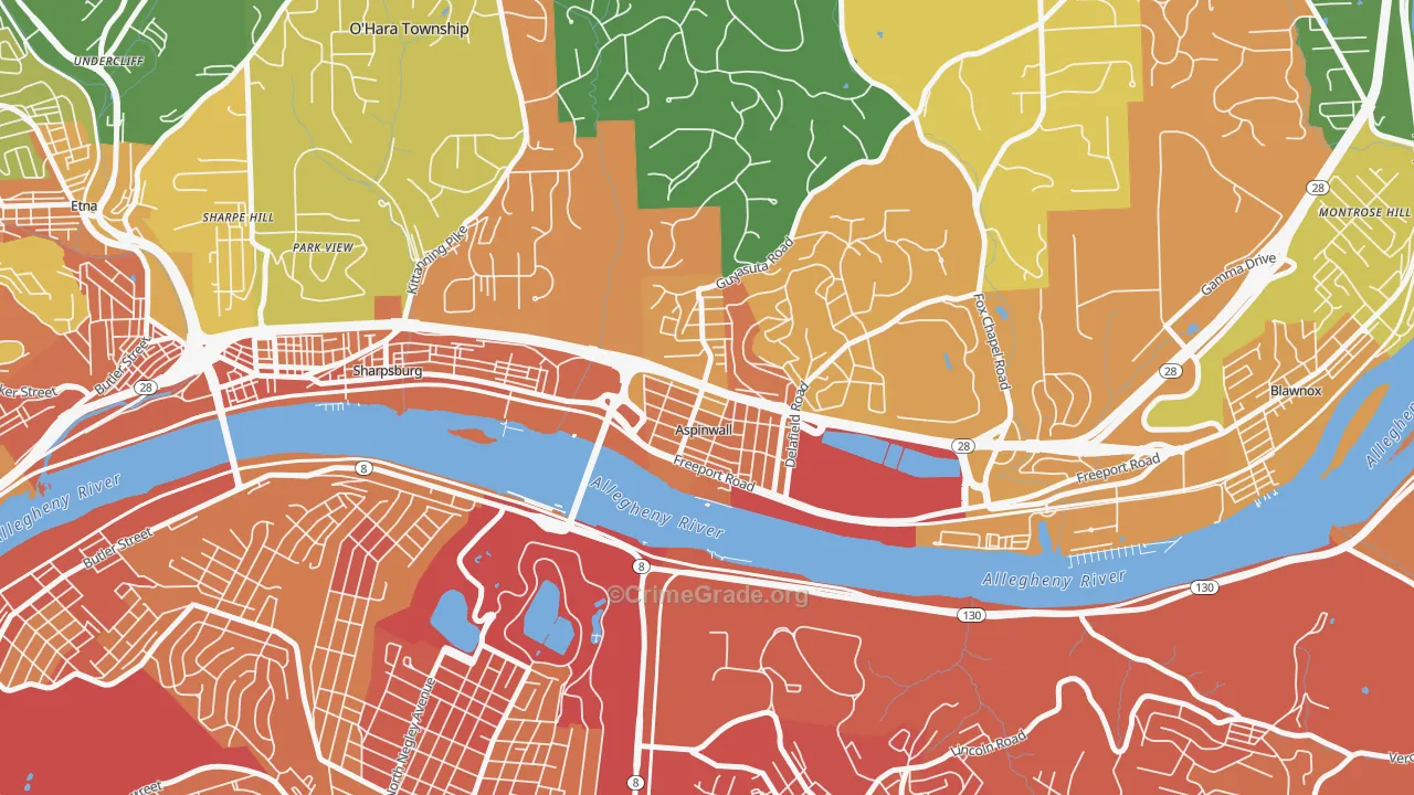 Aspinwall, PA Map of Murder Rates