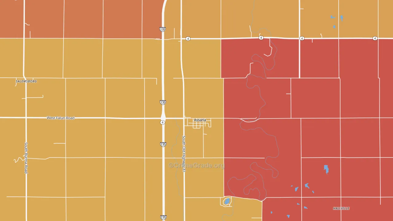 Assaria, KS Map of Murder Rates