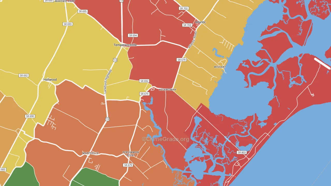 Assawoman, VA Map of Murder Rates