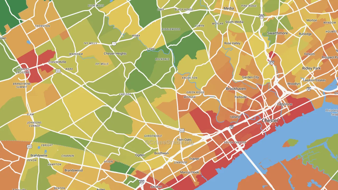 Aston, PA Map of Murder Rates