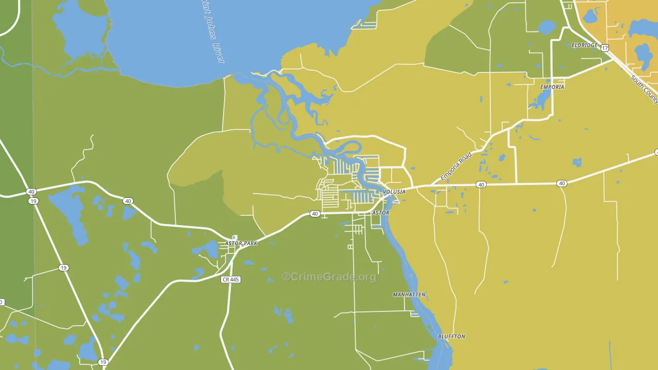 Astor, FL Map of Murder Rates