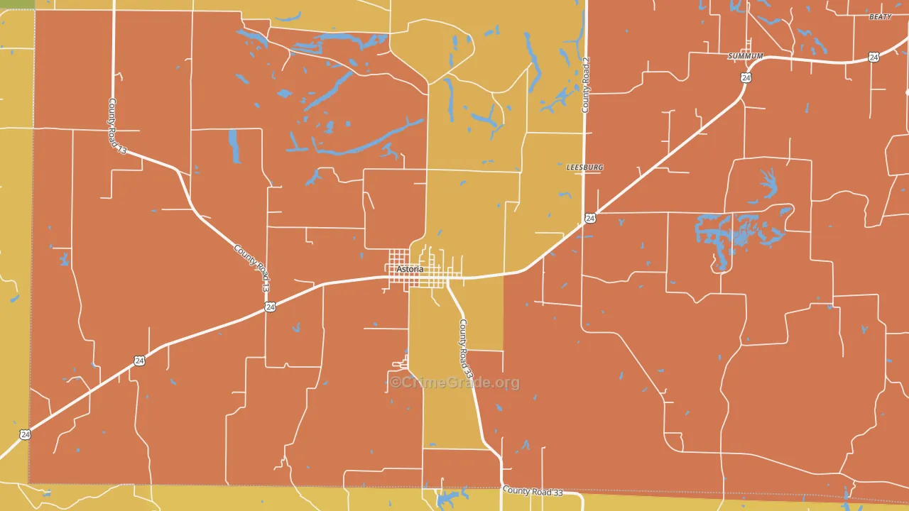 Astoria, IL Map of Murder Rates